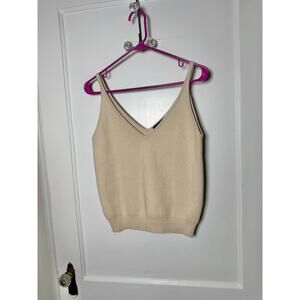 Ann Taylor Beige Tan Sleeveless Tank Cami Neutral Minimalist Top Women's Small